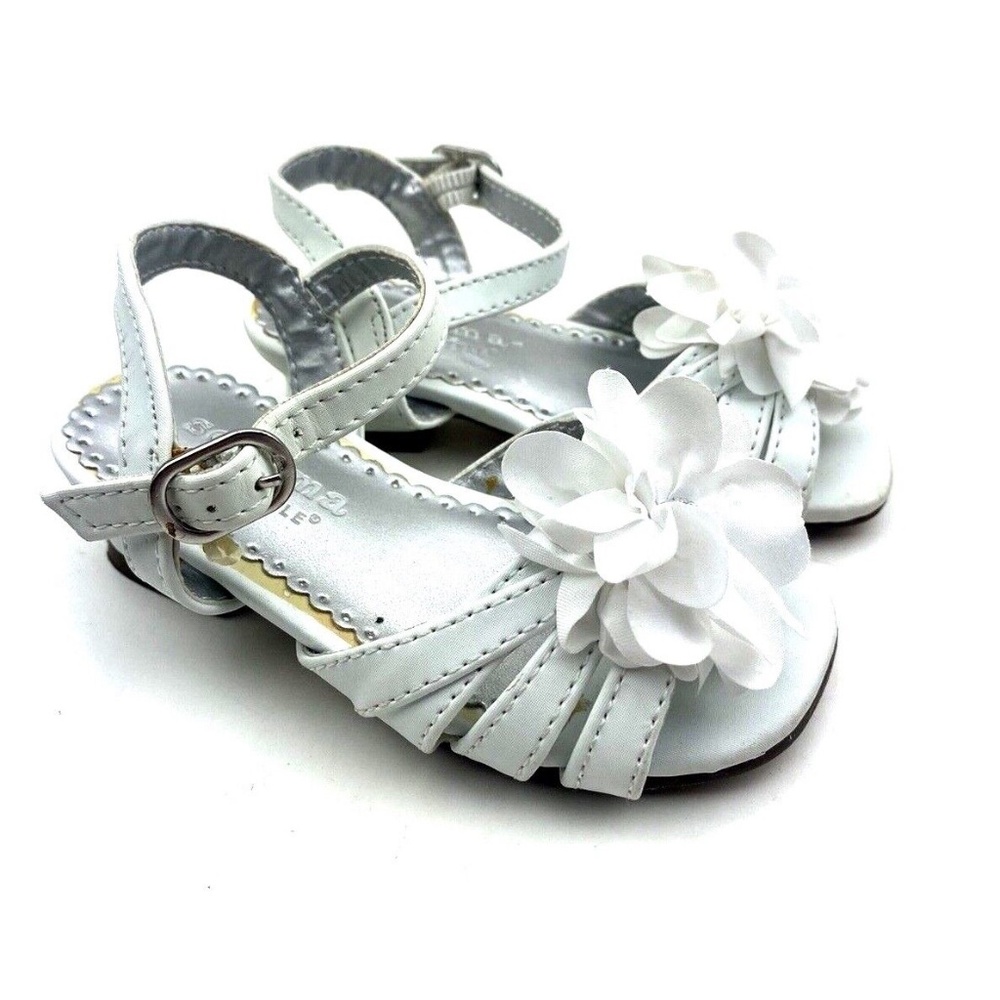 Sonoma Baby Dress Sandals Size 6 Floral White Adjustable strap Rhinestone